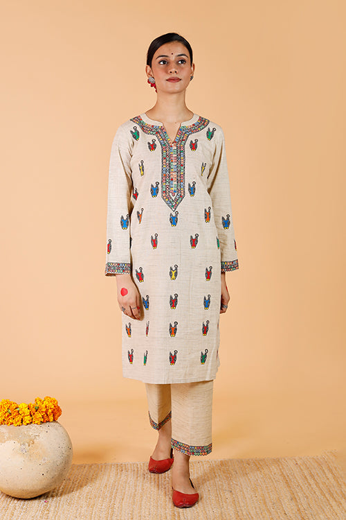 'Nandi' Handpainted Madhubani Cotton Kurta