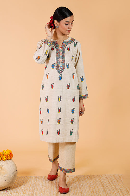 'Nandi' Handpainted Madhubani Cotton Kurta