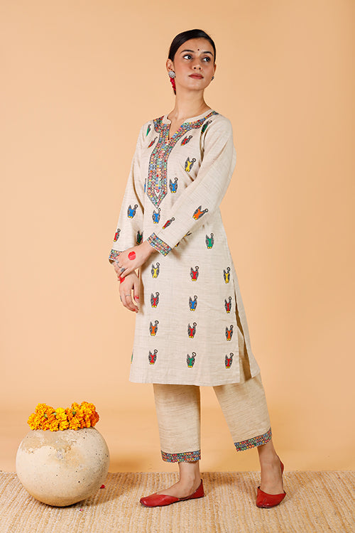'Nandi' Handpainted Madhubani Cotton Kurta