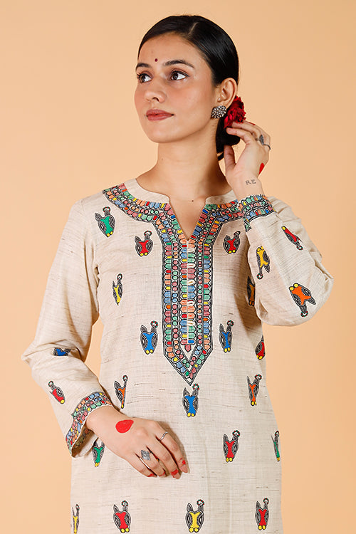 'Nandi' Handpainted Madhubani Cotton Kurta