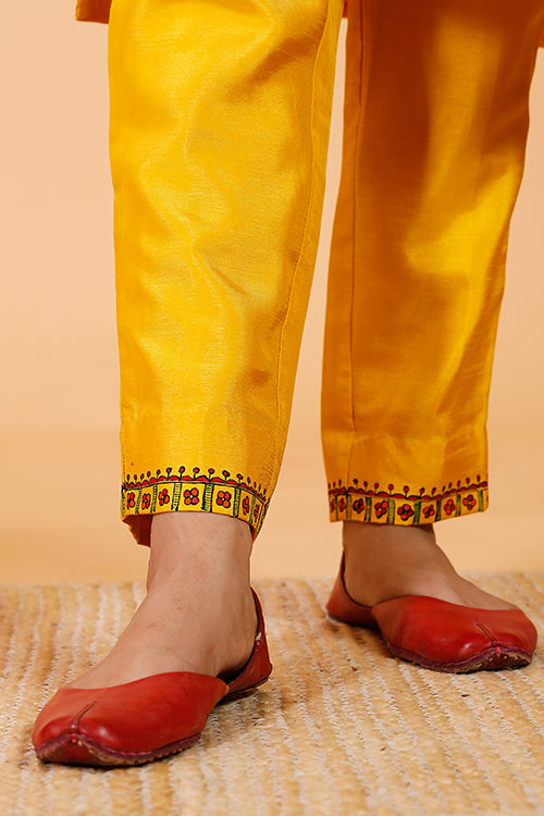 'Dolikahaar' Handpainted Madhubani Dola Silk Pant