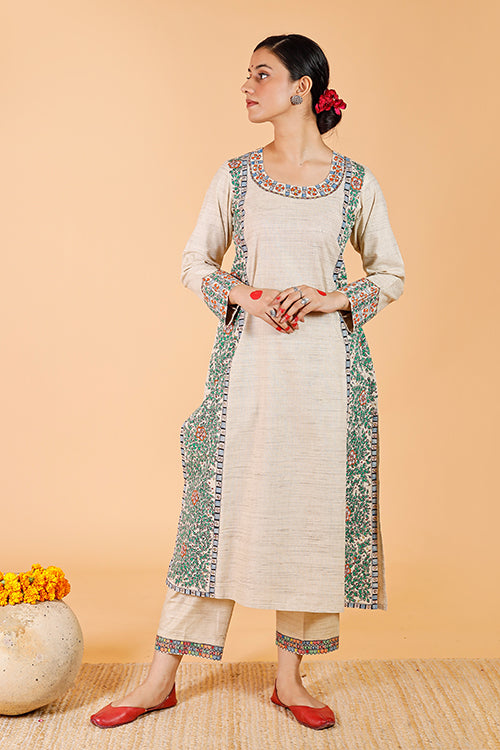 'Mithila Baag' Handpainted Madhubani cotton Kurta