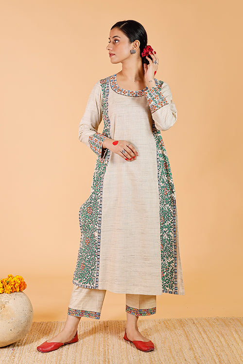 'Mithila Baag' Handpainted Madhubani cotton Kurta