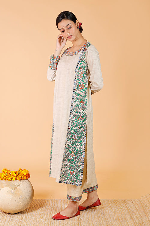 'Mithila Baag' Handpainted Madhubani cotton Kurta
