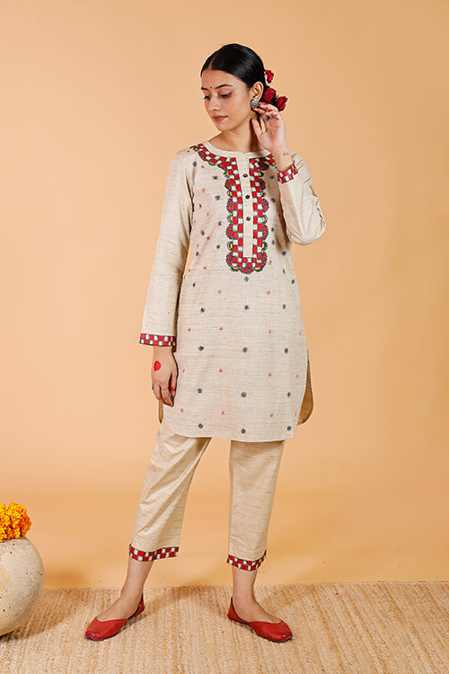 Handpainted Madhubani 'Suryakamal' Cotton Kurta