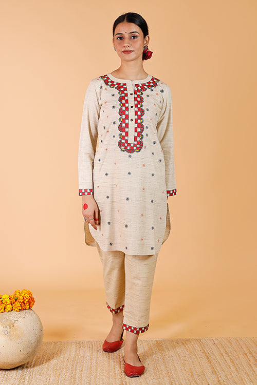 Handpainted Madhubani 'Suryakamal' Cotton Kurta