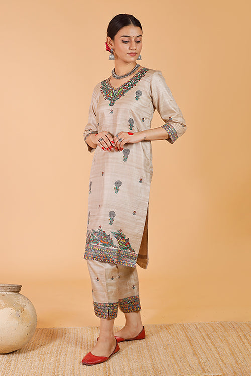 'Maithili' Handpainted Madhubani Tussar Silk Pant