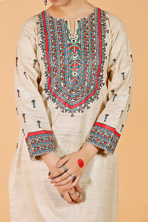 'Tilkor Kamal' Handpainted Madhubani Cotton Kurta