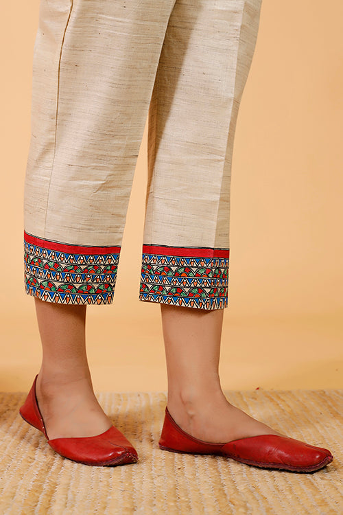'Tilkor Kamal' Handpainted Madhubani Cotton Pant