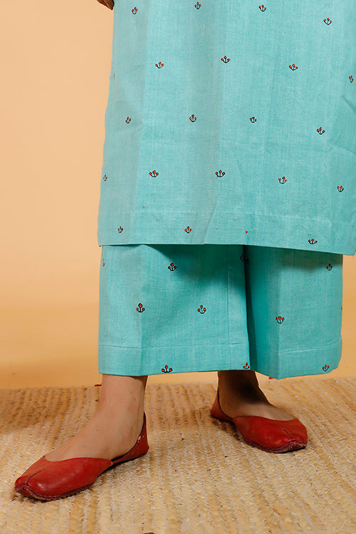 'Pushpam Priye' Handpainted Madhubani Cotton Palazzo