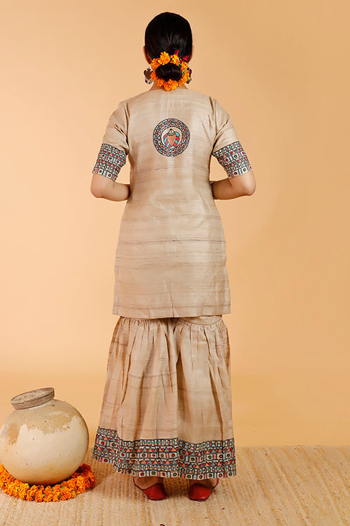 'Prakriti' Handpainted Madhubani Tussar Silk Sharara