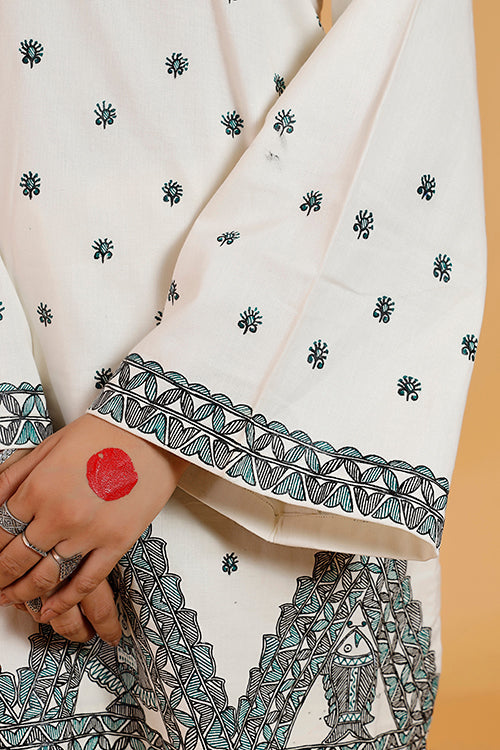 'Videha Maithil' Handpainted Madhubani Cotton Kurta