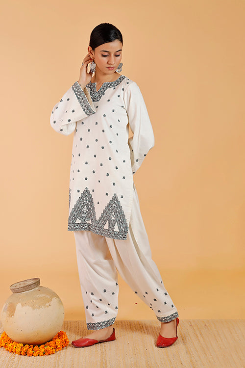'Videha Maithil' Handpainted Madhubani Cotton Kurta