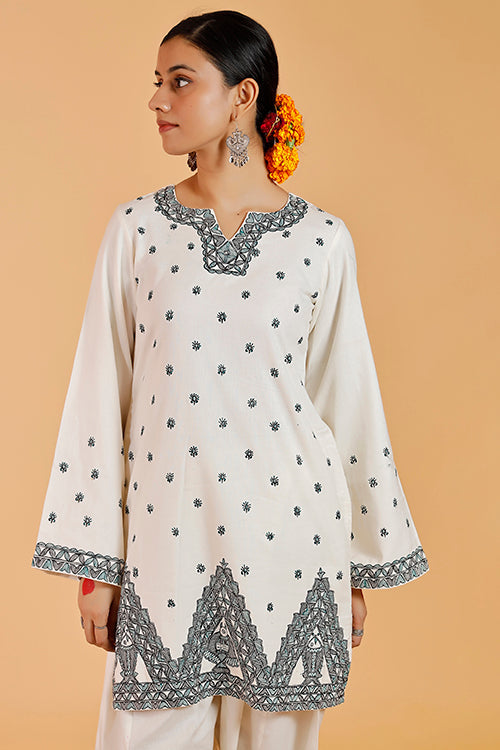 'Videha Maithil' Handpainted Madhubani Cotton Kurta