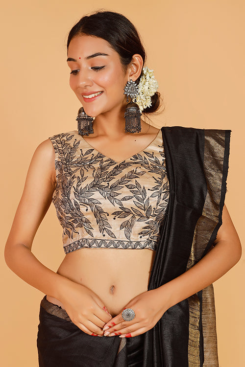 'Gauna Doli' Handpainted Madhubani Tussar Silk Blouse