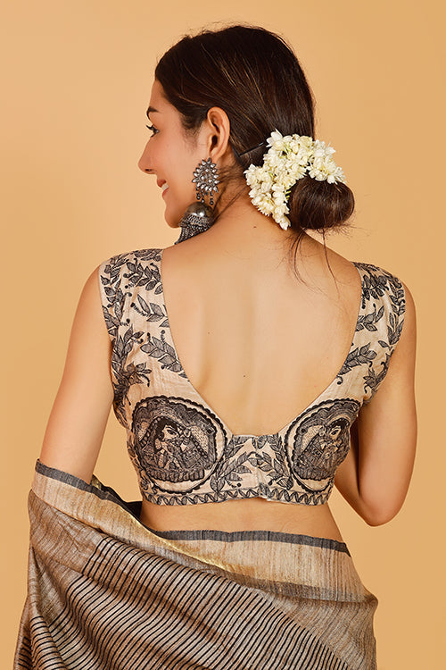 'Gauna Doli' Handpainted Madhubani Tussar Silk Blouse
