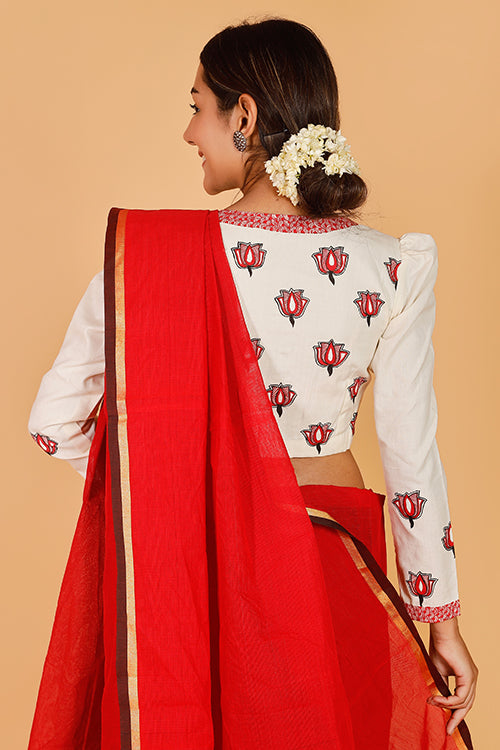 'Samvidkamal' Handpainted Madhubani Cotton Blouse