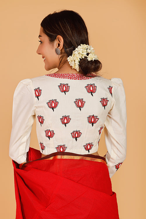 'Samvidkamal' Handpainted Madhubani Cotton Blouse