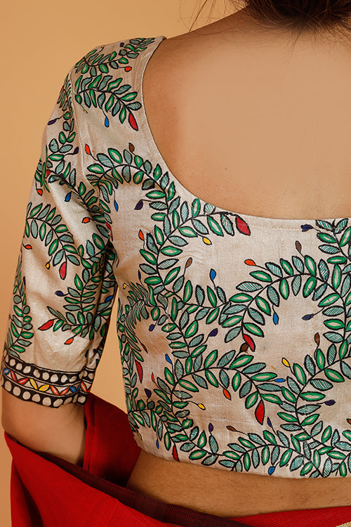 'Rangeen Bagiyaa' Handpainted Madhubani Tussar Silk Blouse