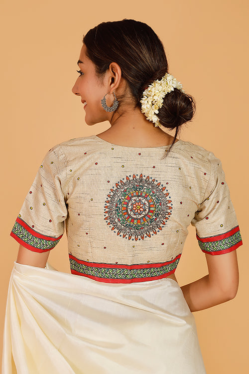 'Mithila Motif' Handpainted Madhubani Cotton Blouse