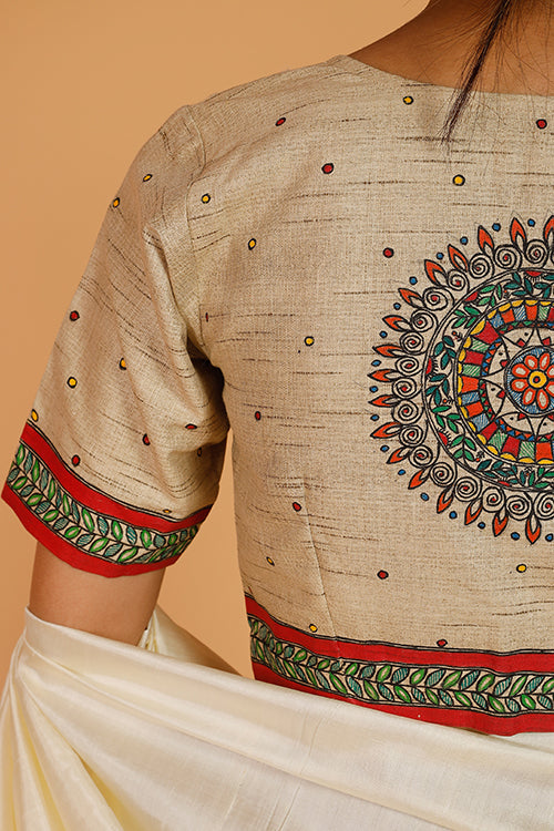 'Mithila Motif' Handpainted Madhubani Cotton Blouse