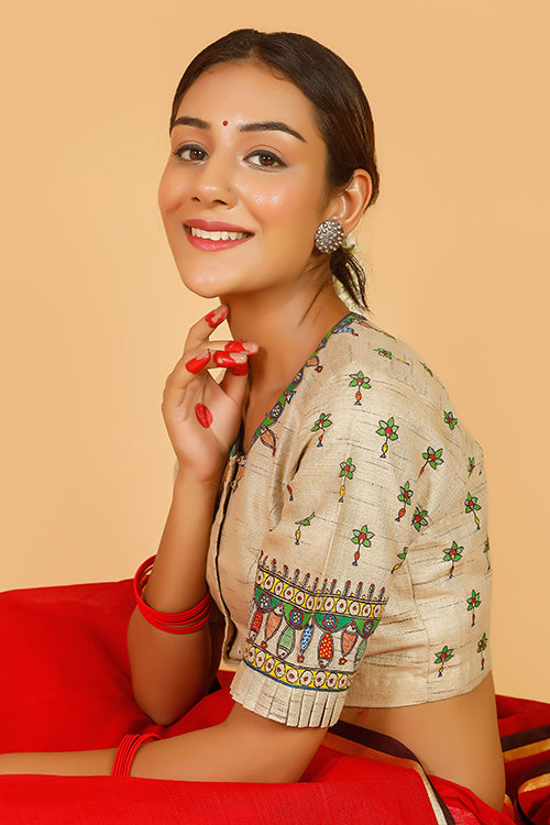 'Spanda' Handpainted Madhubani Cotton Blouse