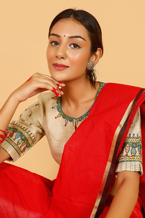'Spanda' Handpainted Madhubani Cotton Blouse