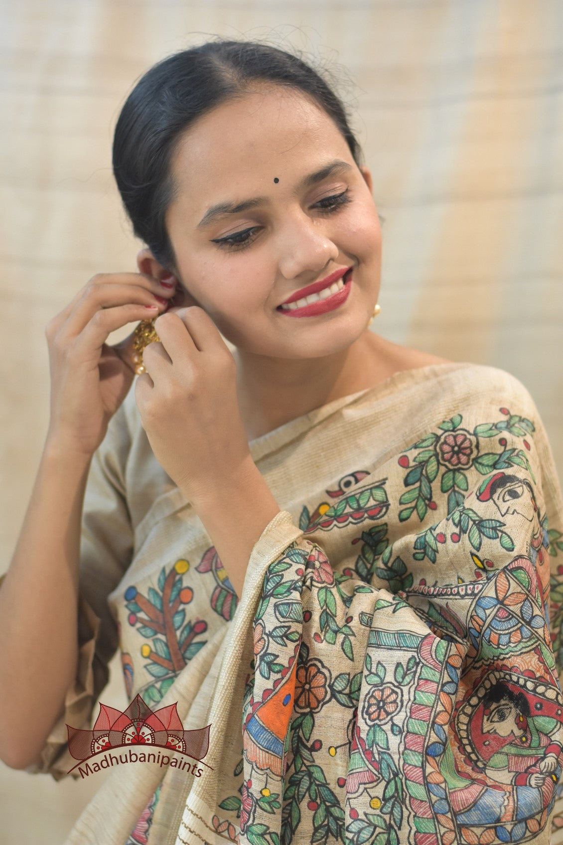 Madhubani Doli Leela Hand Painted Saree