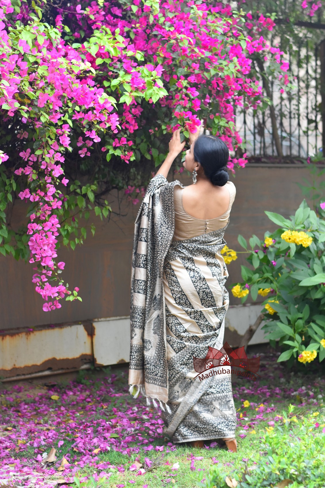 Mimimal Baag Handpainted Tussar Silk Saree