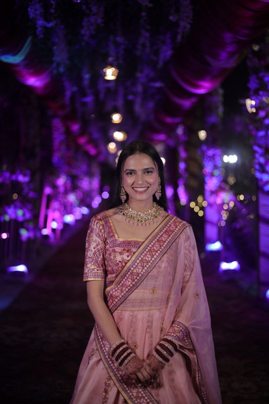 MRINALINI Engagement Hand-painted Madhubani Lehnga