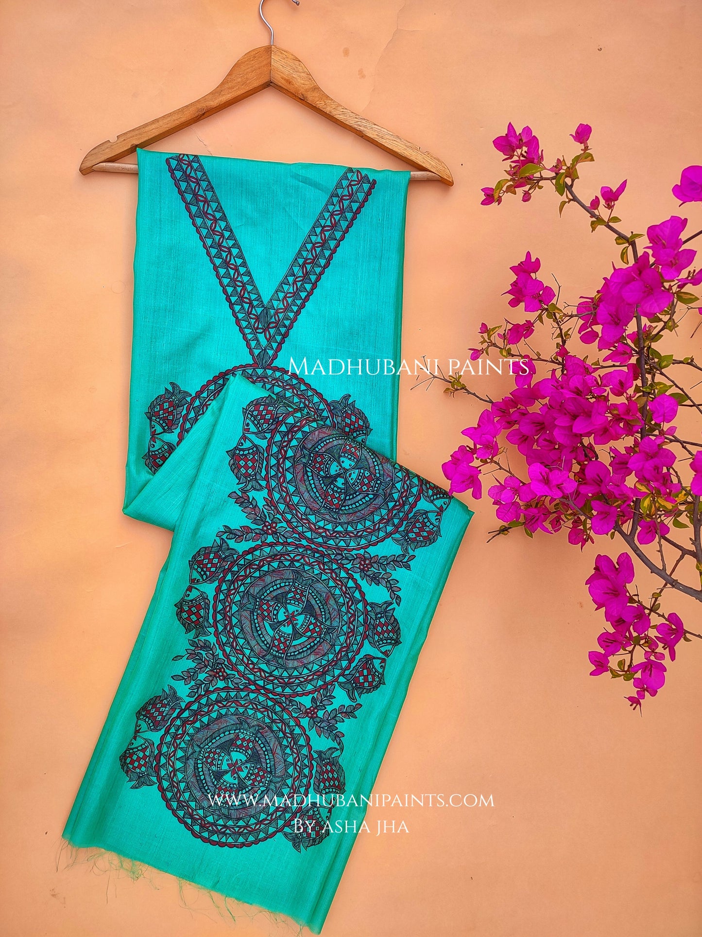 SURMAI MANDARA Hand-painted Unstitched Handloom Tussar Silk Kurta