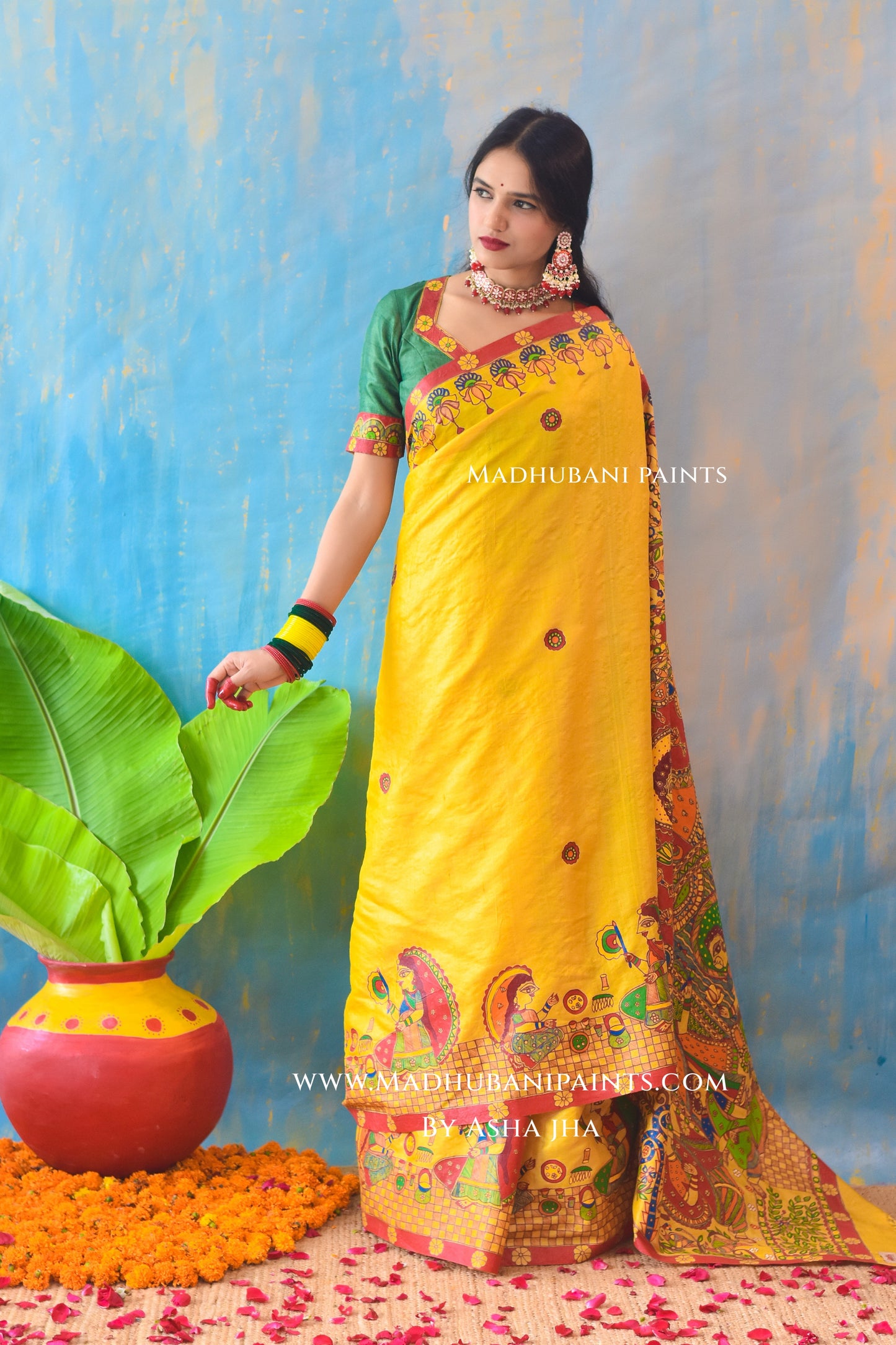 KUMARI BHOJAN Hand-painted Tussar Silk Saree
