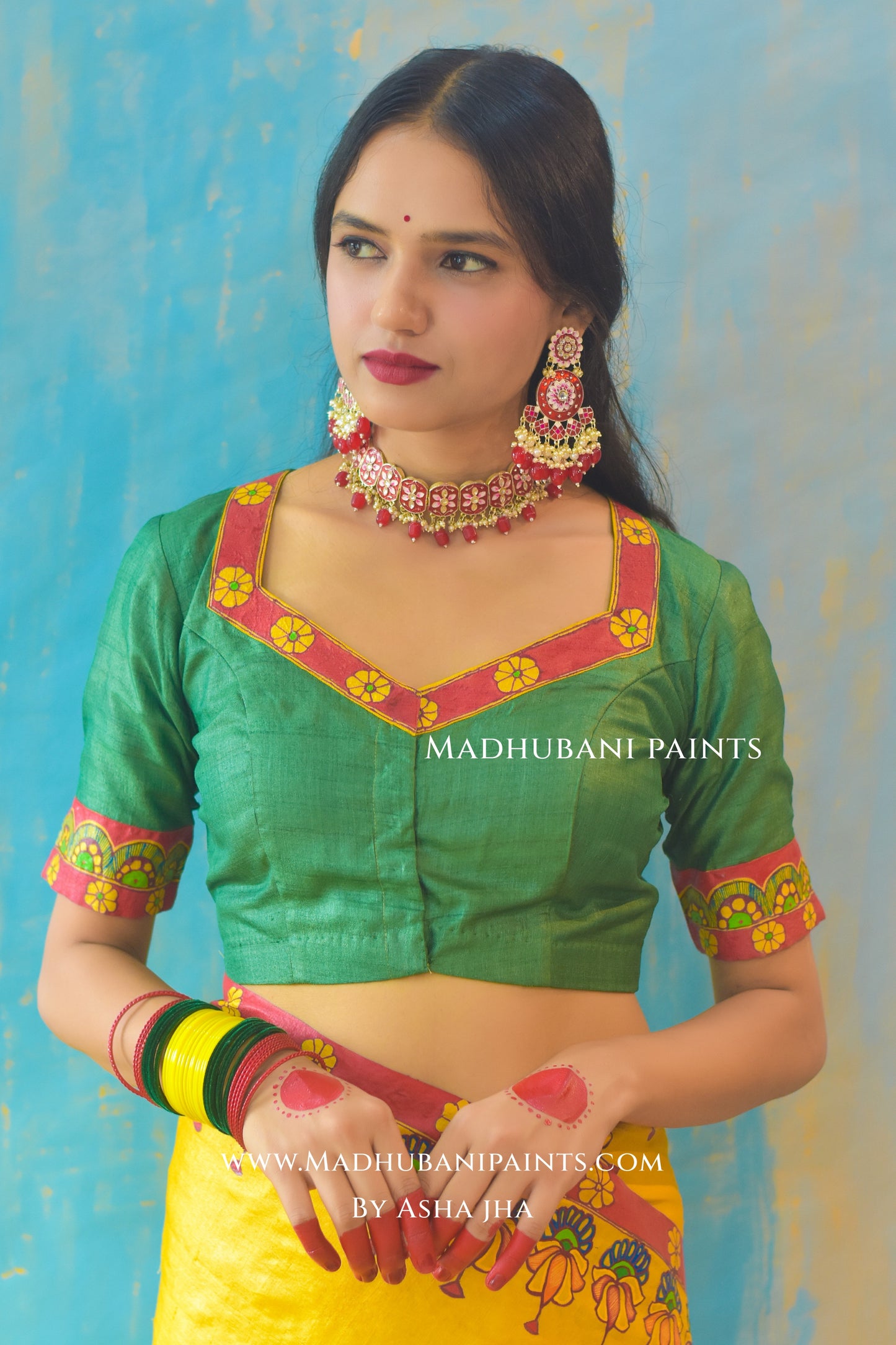 KUMARI BHOJAN Hand-painted Tussar Silk Blouse