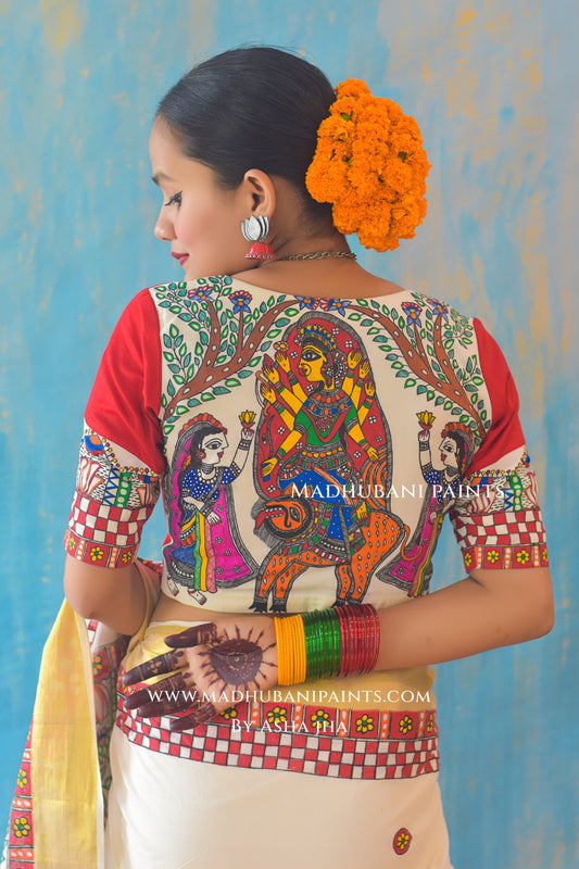BHAIRAVI Hand-painted Madhubani Handloom Cotton Blouse