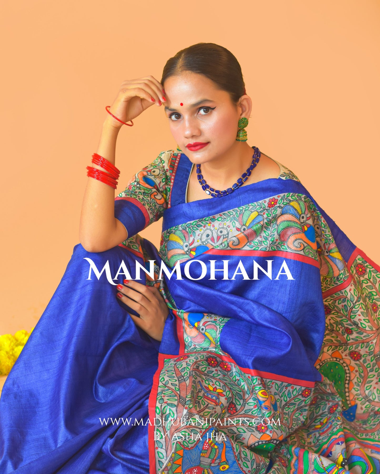 'MANMOHANA' Tussar Silk Saree Blouse Set