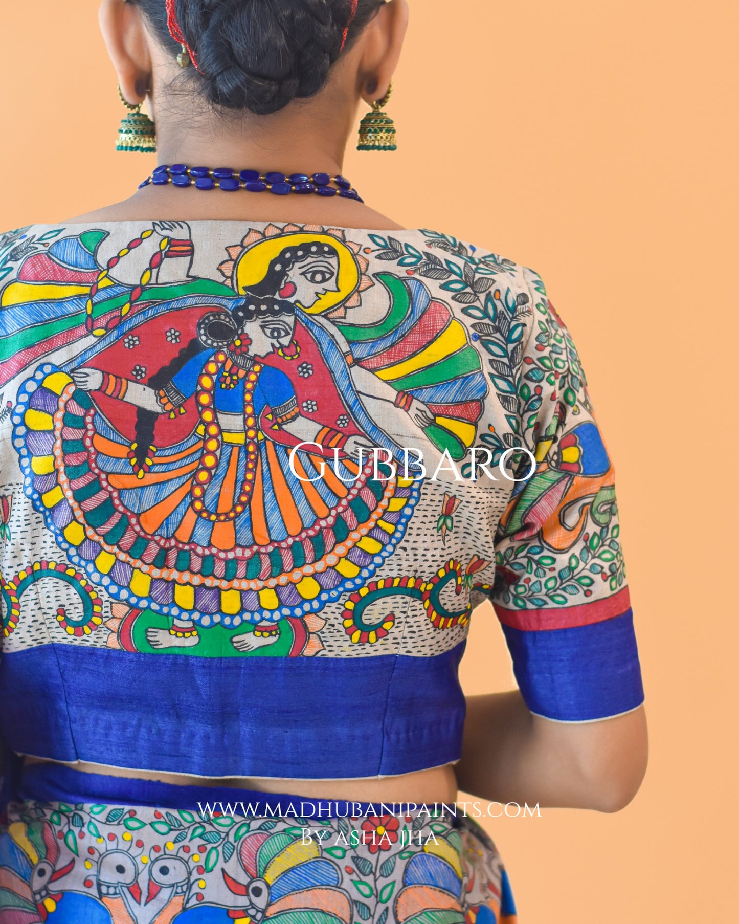 'MANMOHANA' Hand-painted Madhubani Tussar Silk Blouse