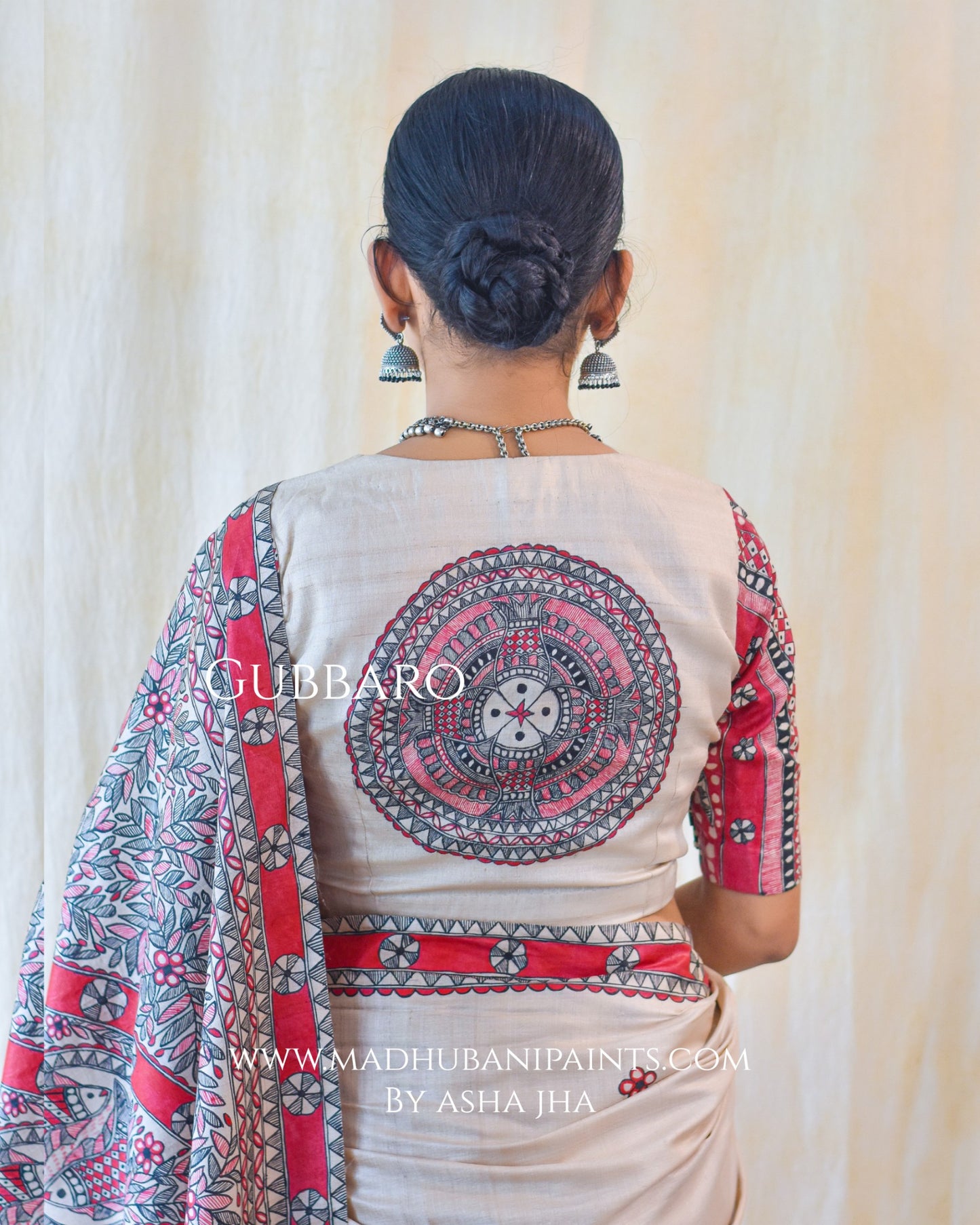 'LAAL MATSYA LEELA'  Handpainted Madhubani Tussar Silk Blouse