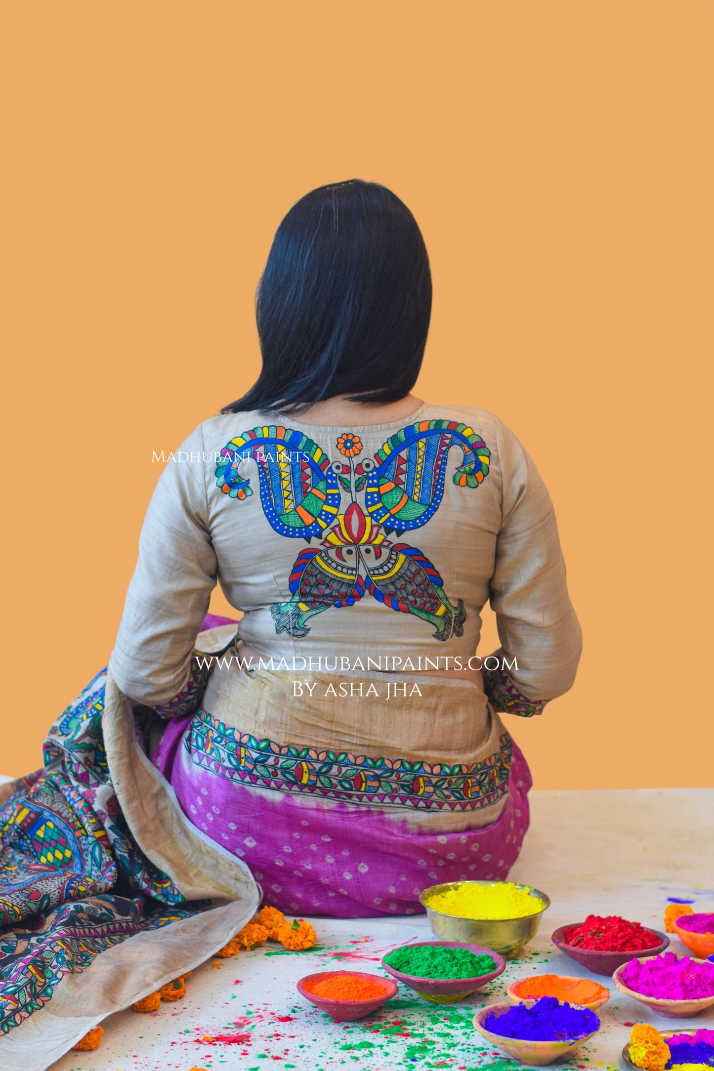 PRAKRITIK MILAN Hand-painted Madhubani Tussar Silk Blouse