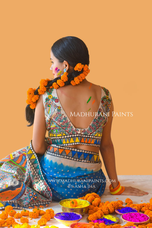 VANDURGA Hand-painted Madhubani Bandhini Blouse