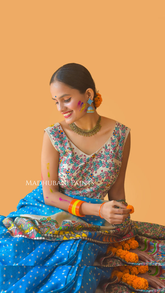 VANDURGA Hand-painted Madhubani Bandhini Blouse