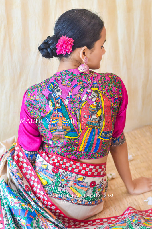 MADHURIMA Hand-painted Madhubani Tussar Silk Blouse