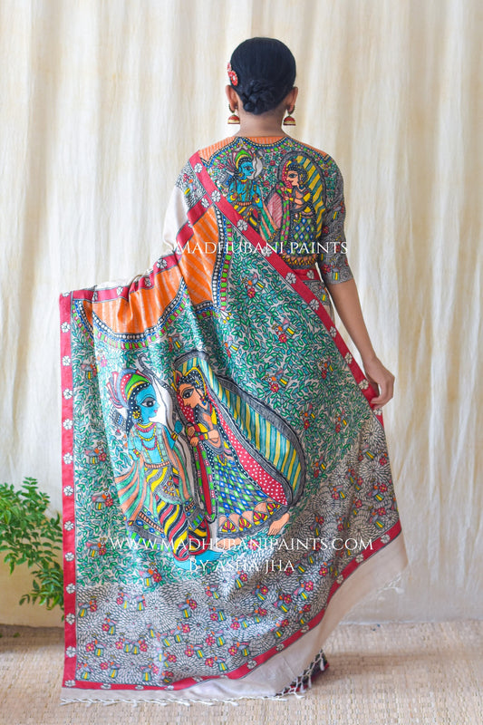 RAM SITA SWAYAMBAR Hand-painted Tusaar Silk Saree