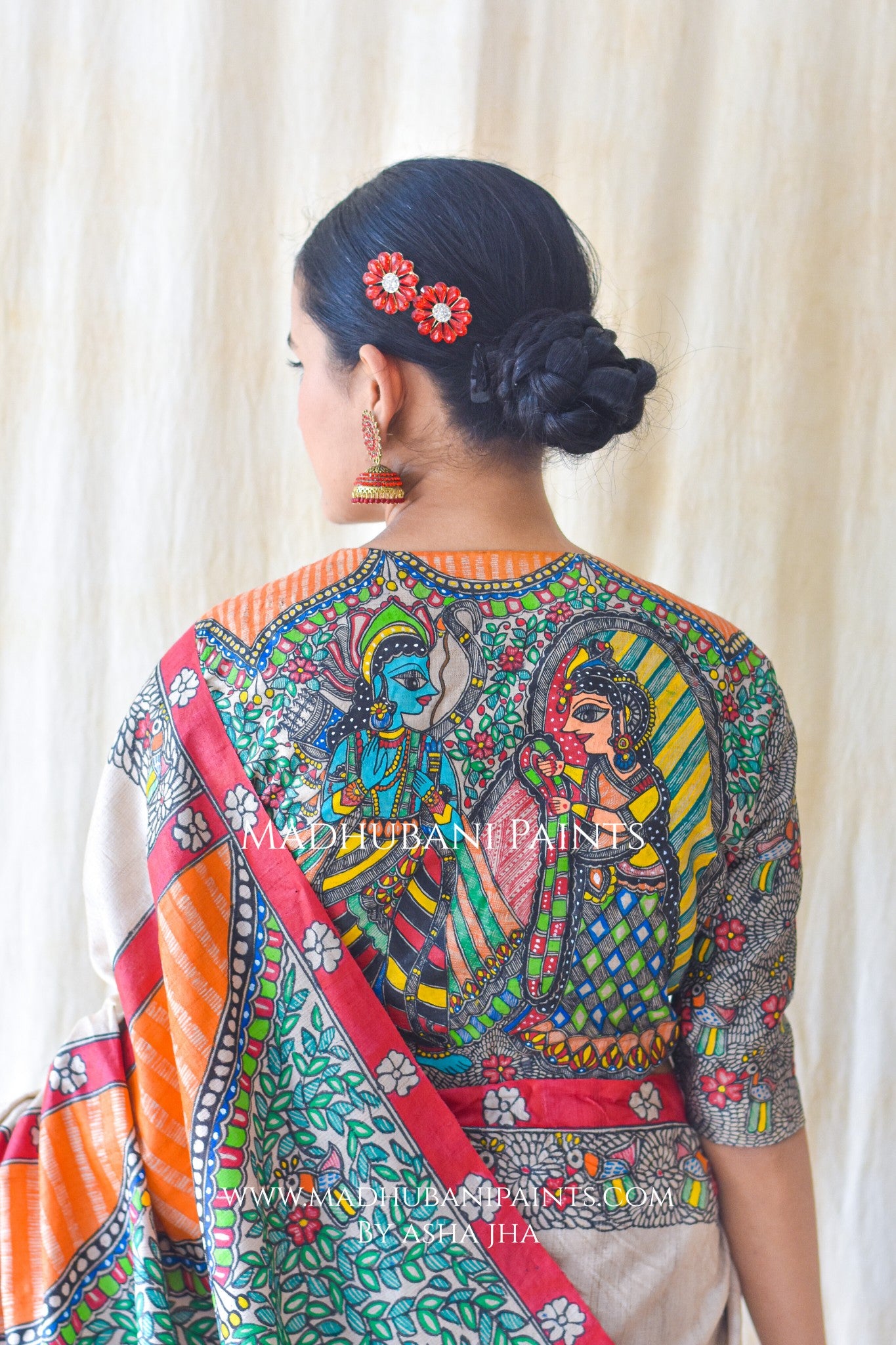 RAM SITA SWAYAMBAR Hand-painted Tusaar Silk Blouse