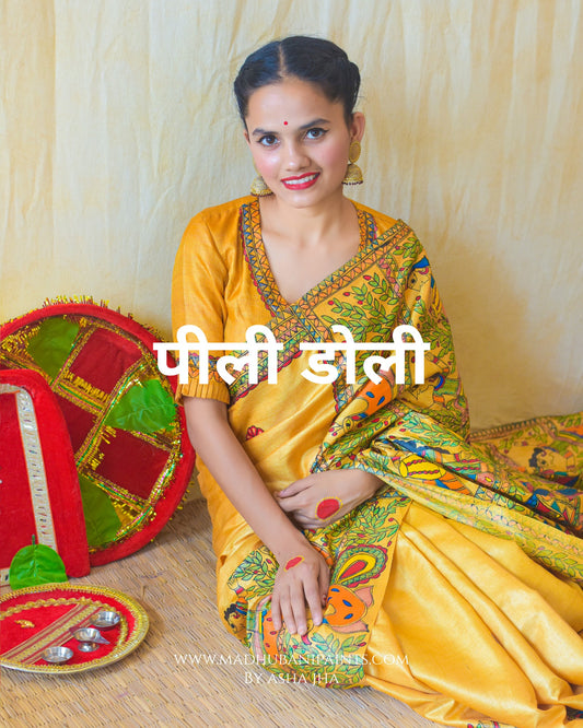 PILI DOLI Hand-painted Madhubani Tussar Silk Blouse