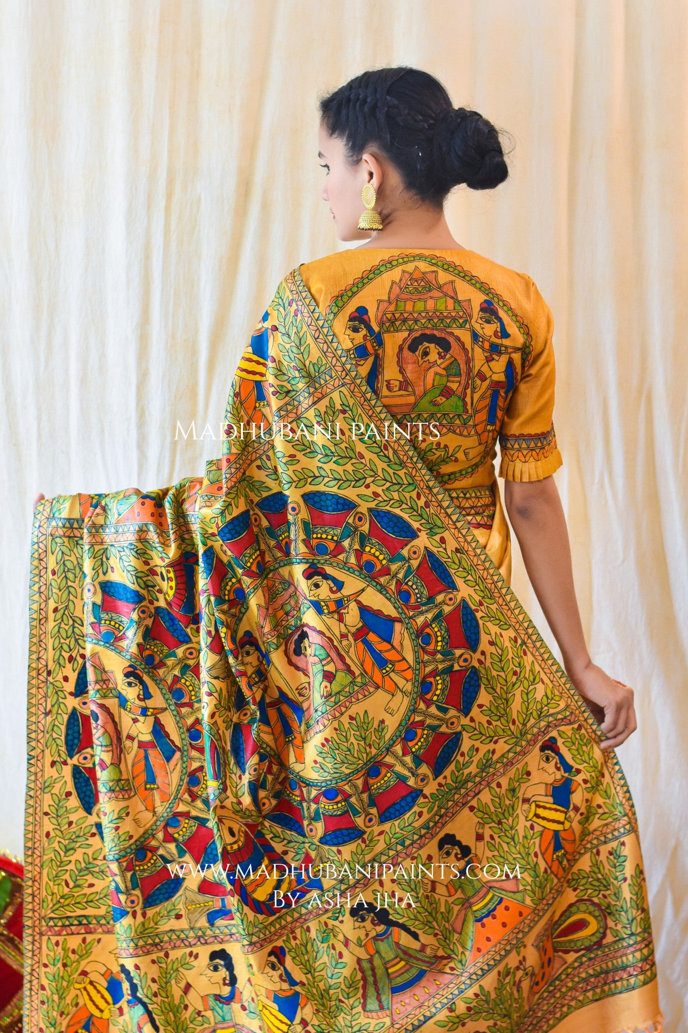 PILI DOLI Hand-painted Madhubani Tussar Silk Saree