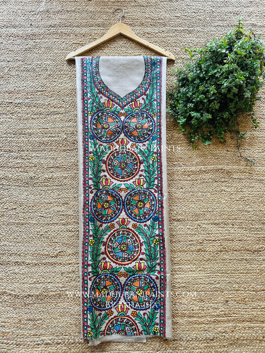 Matsya Manjari Tussar Silk Unstitched Kurta