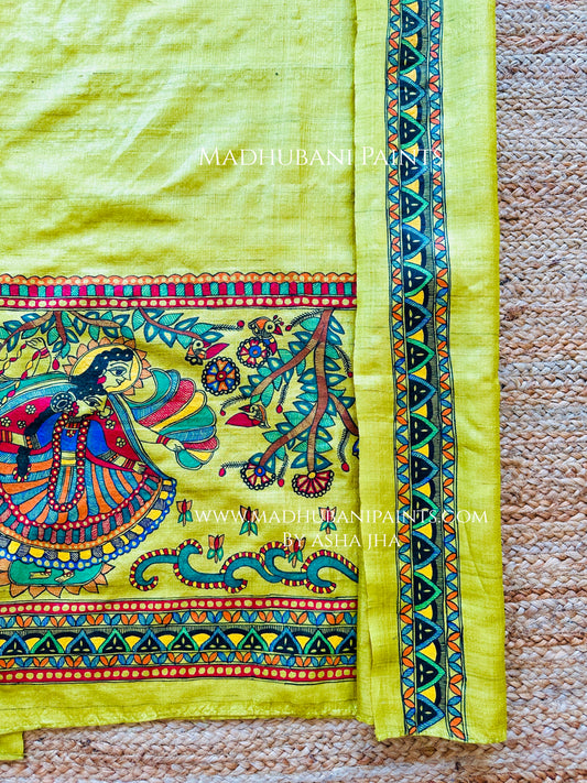 Radha Krishna Nritya Tussar Silk Unstitched Kurta