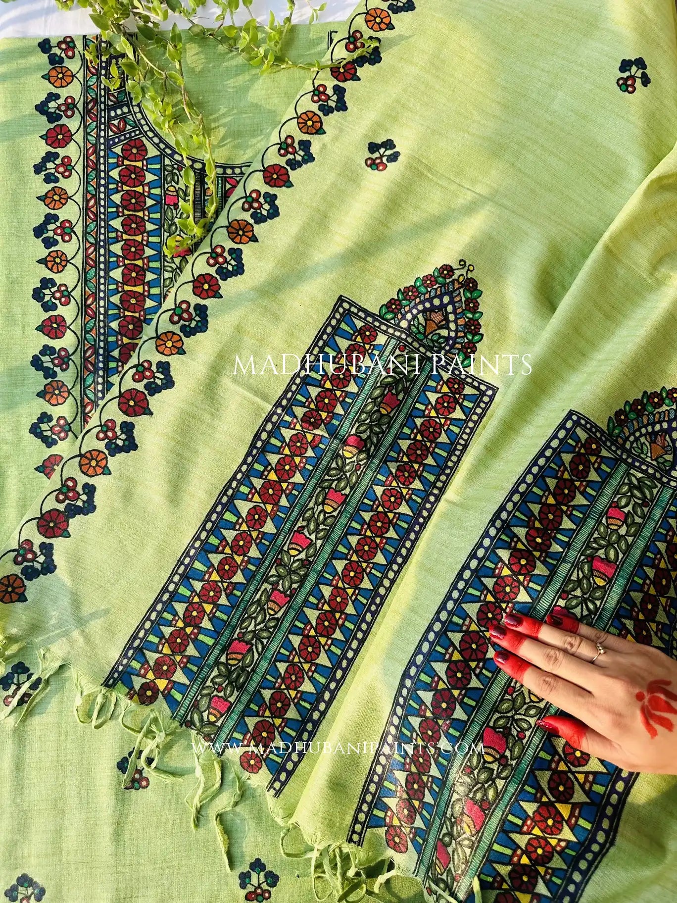 Kusum Kunj Hand-painted Madhubani Painting Cotton Unstitched Suit Set