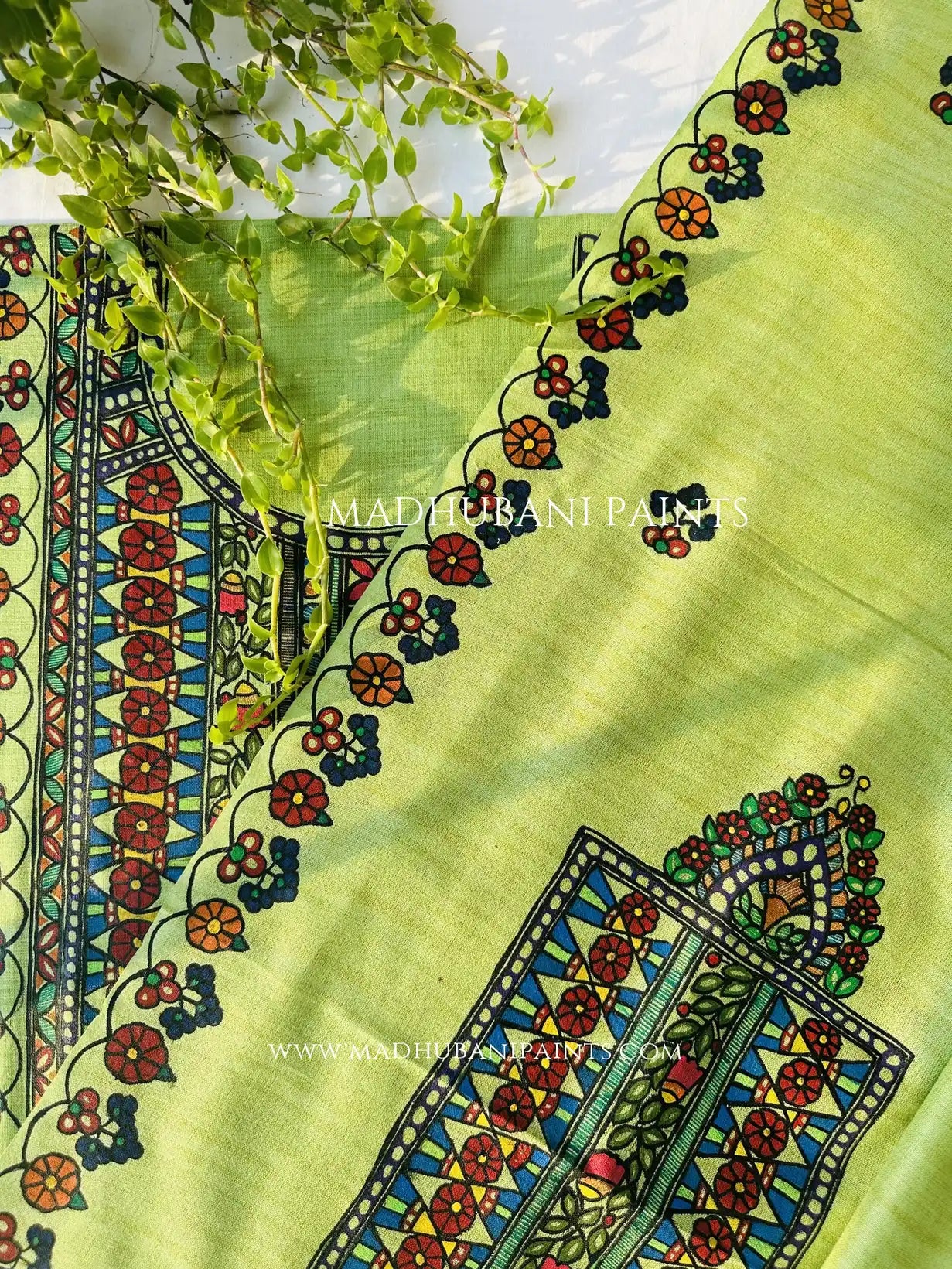 Kusum Kunj Hand-painted Madhubani Painting Cotton Unstitched Suit Set