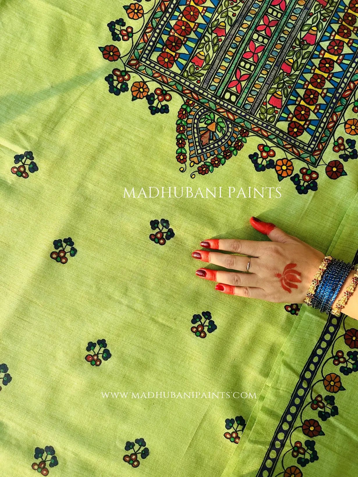 Kusum Kunj Hand-painted Madhubani Painting Cotton Unstitched Suit Set